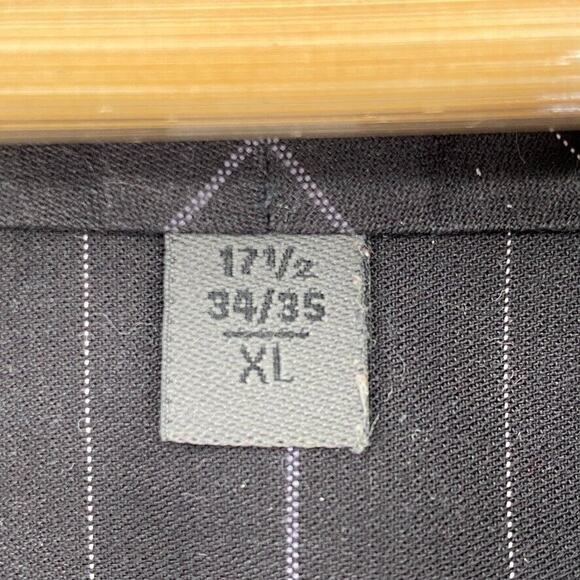 Calvin Klein Shirt Mens 17.5 Extra Large Black Striped Button Up Long Sleeve - Picture 5 of 10